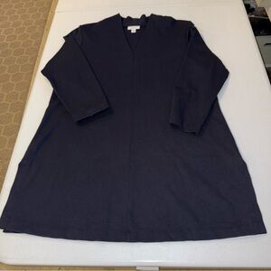 J. Jill Womens Top Medium Navy Blue Tunic Long Sleeve Ponte Viscose Blend